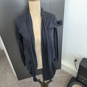 Wilfred Charcoal Open-Front Draped Cardigan